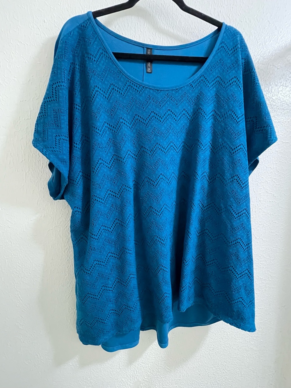 Massini Teal Knit Short-Sleeve Scoop Neck Top 3x A1